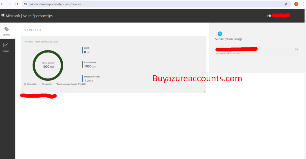 Buy Azure Credit Accounts